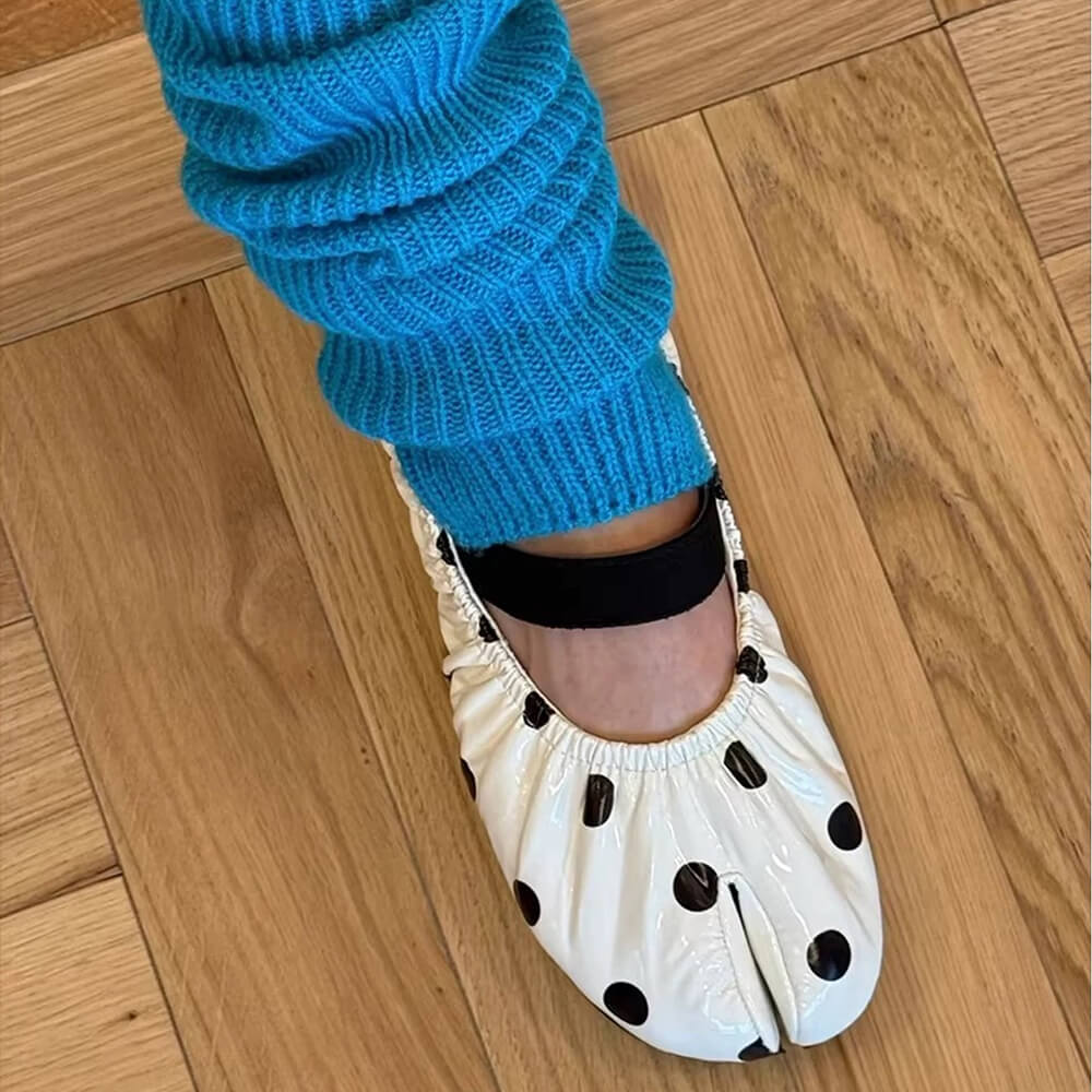 Glossy Polka Dot Tabi Flats