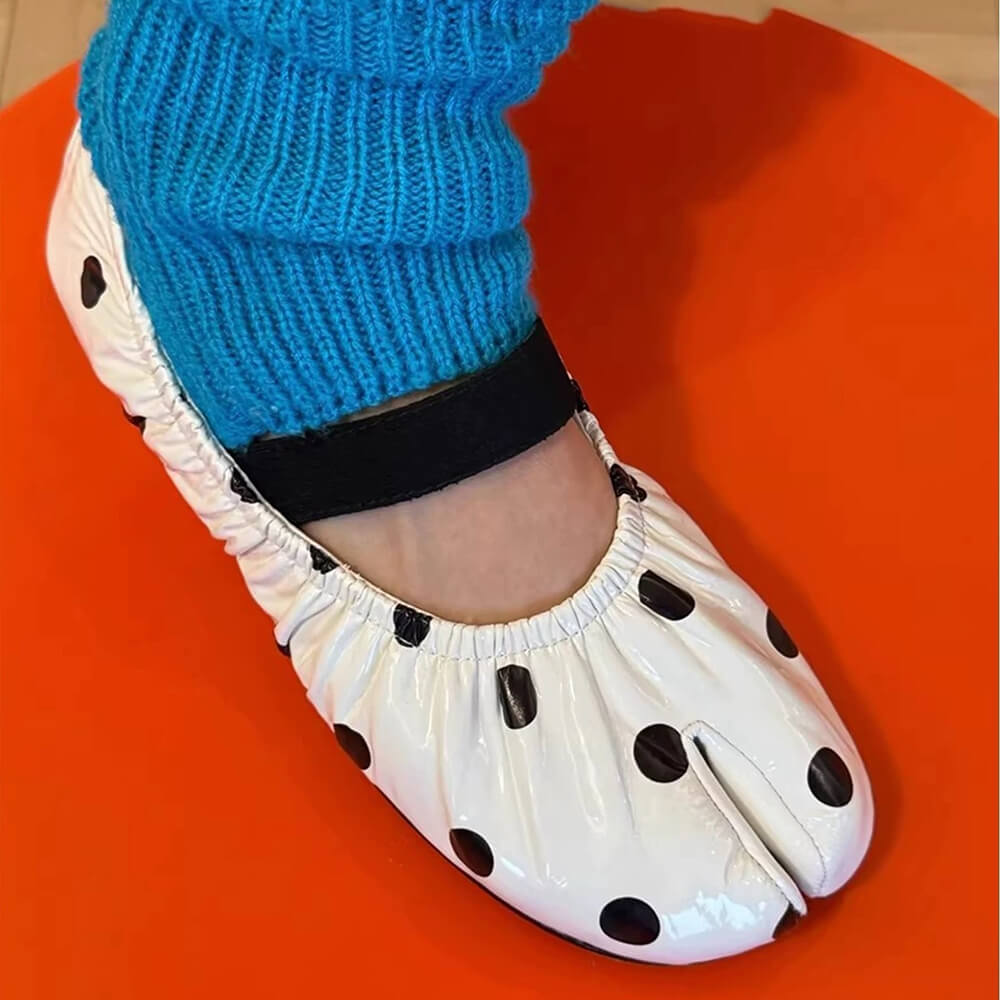 Glossy Polka Dot Tabi Flats