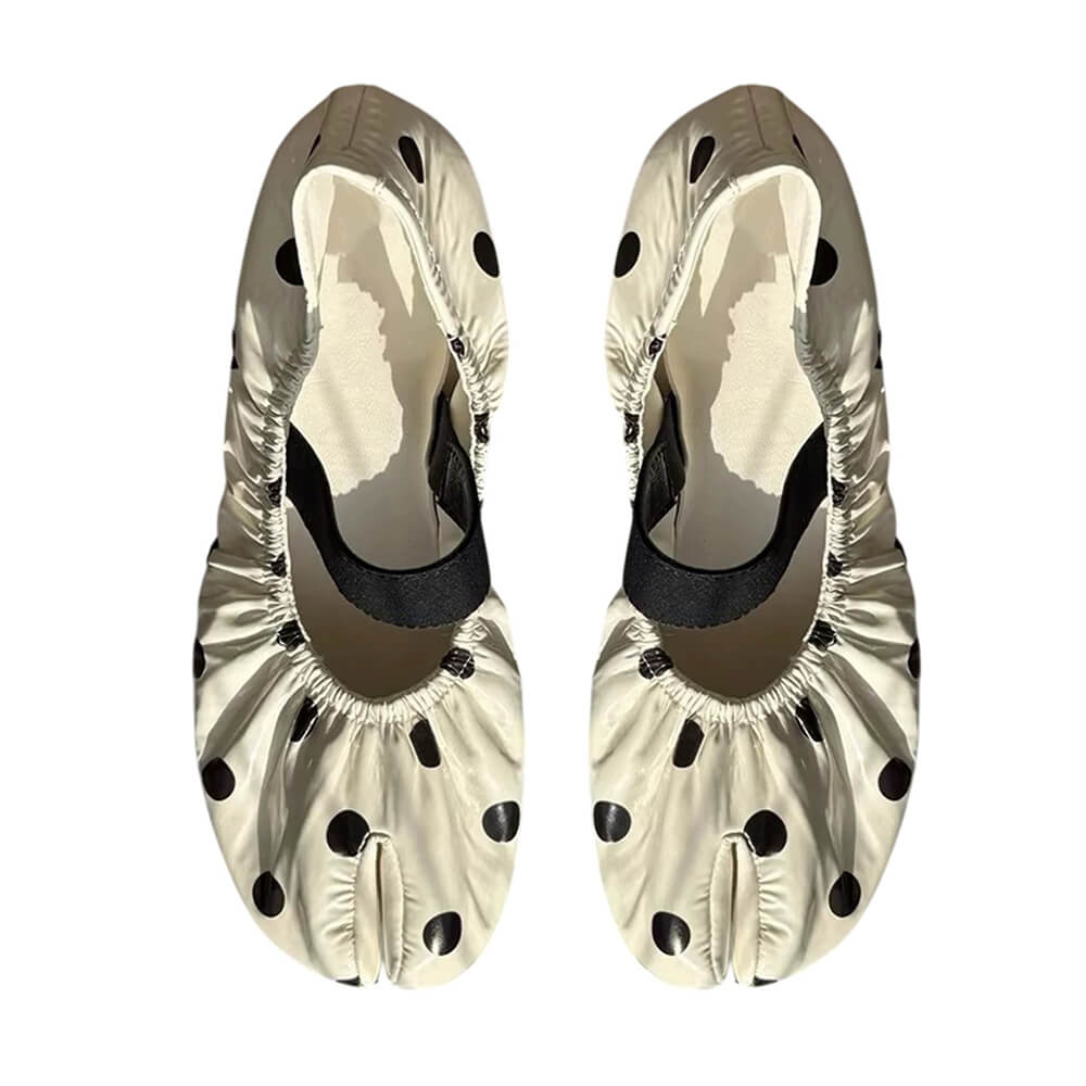 Glossy Polka Dot Tabi Flats