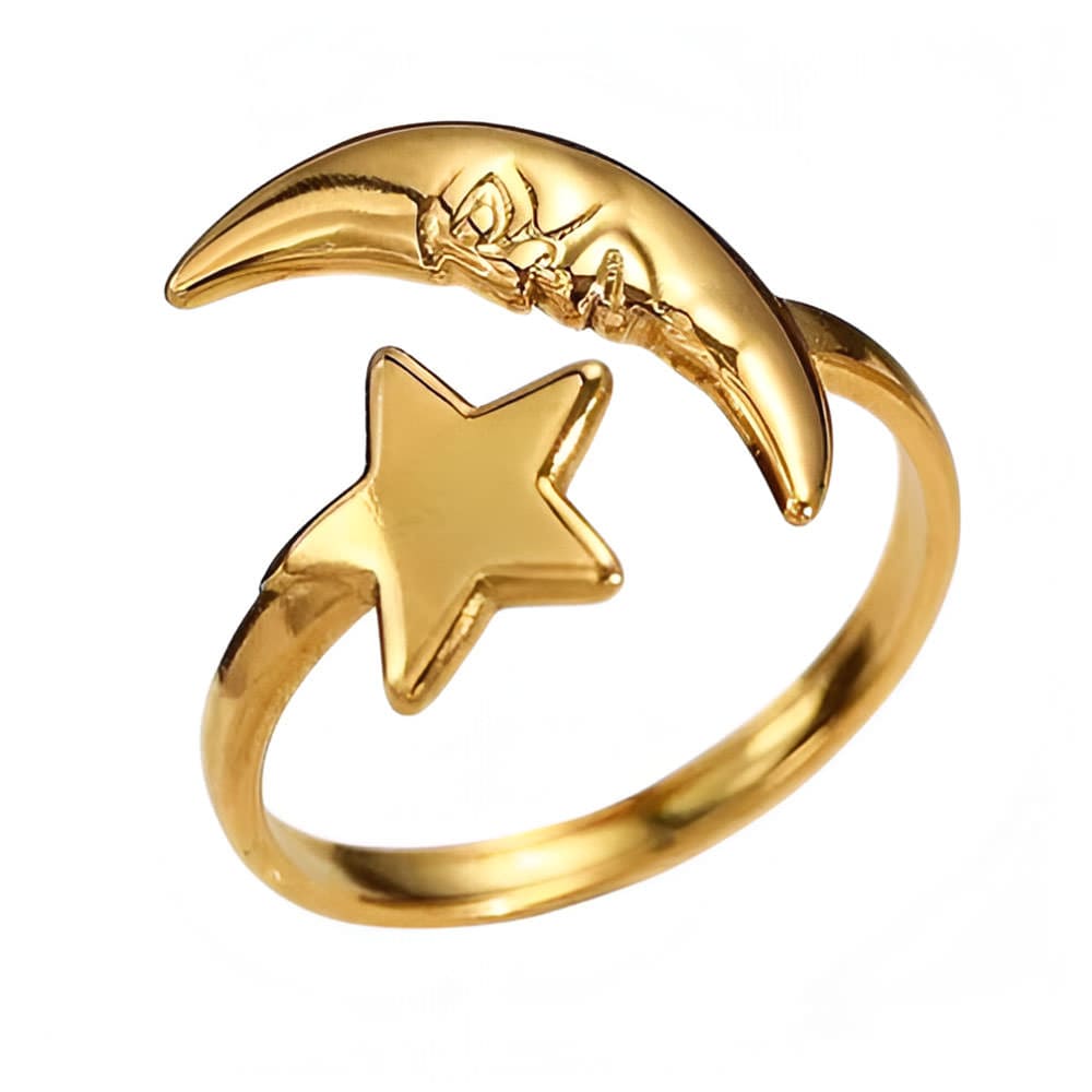 Gold Star Moon Ring