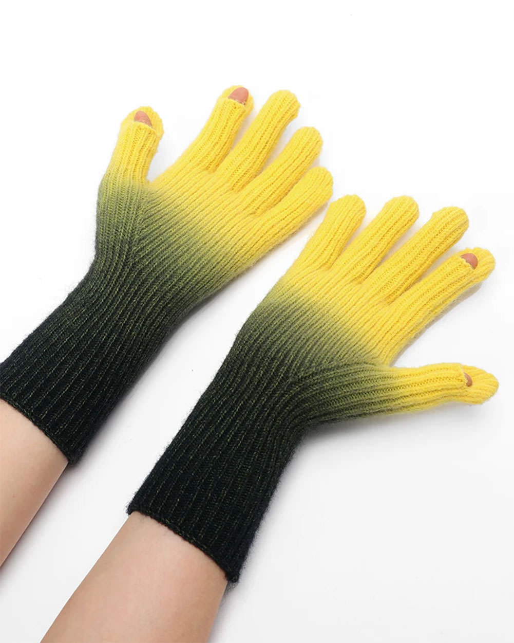 Gradient Ribbed Gloves