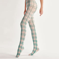 Green Plaid Patterned Tights