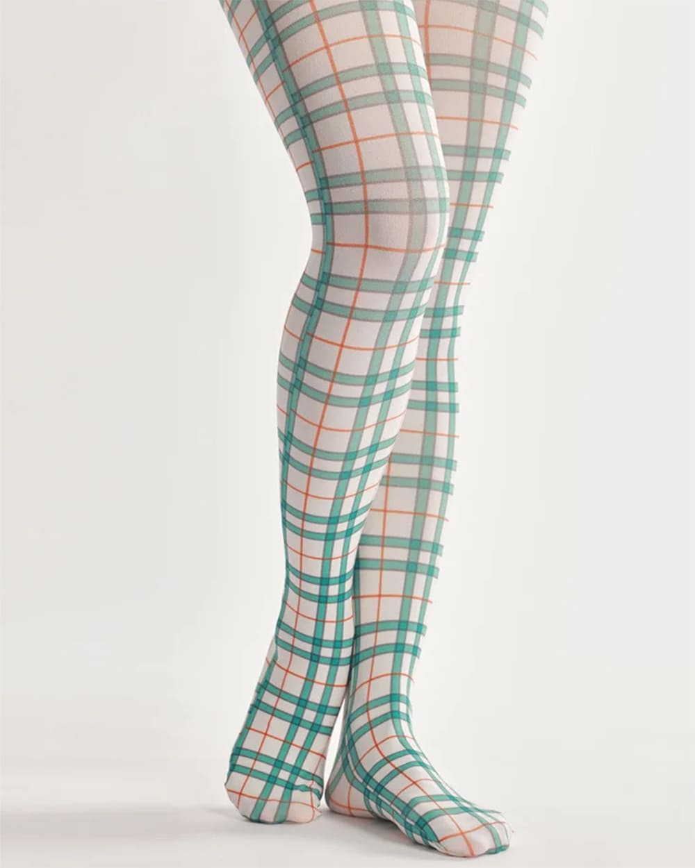 Green Plaid Patterned Tights