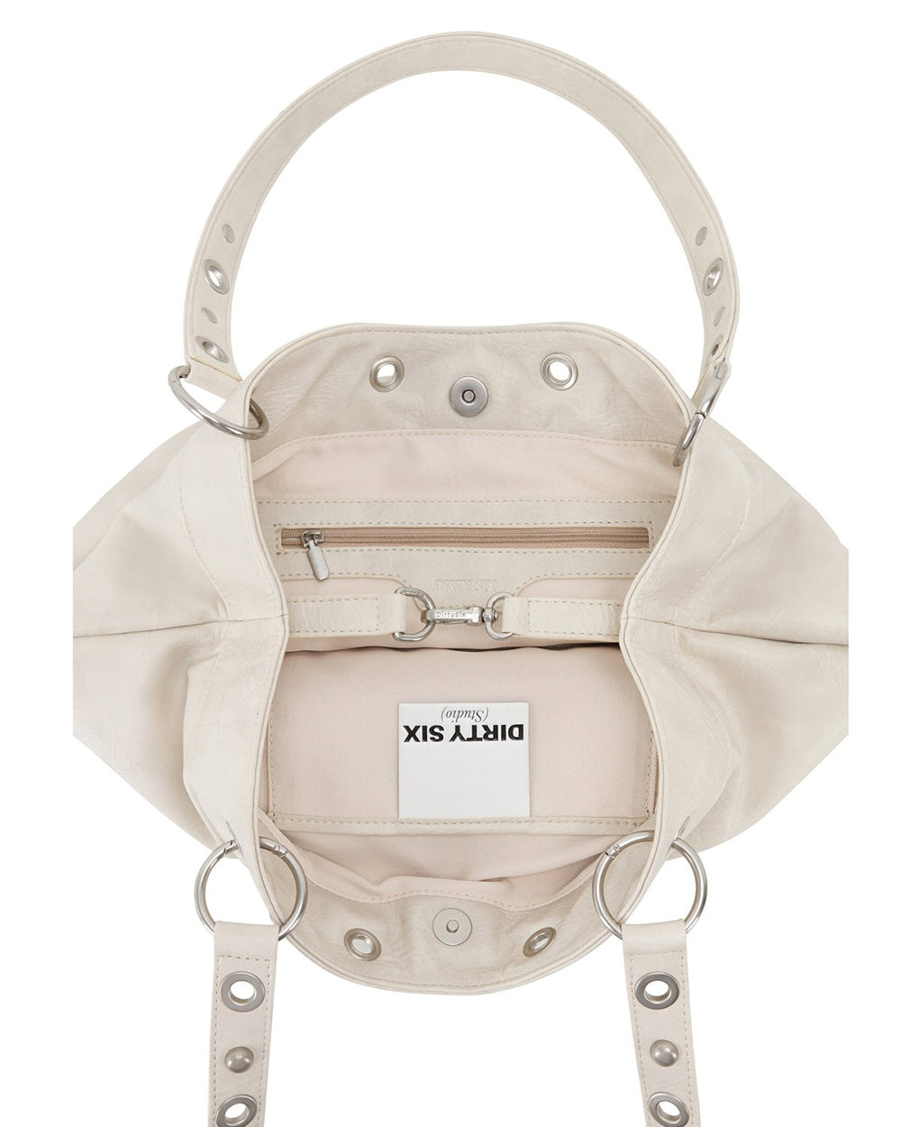 Too Busy Grommet Stud Beige Shoulder Bag