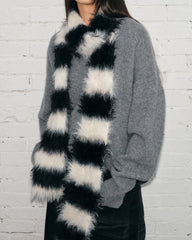 Grunge Aesthetic Fuzzy Striped Scarf