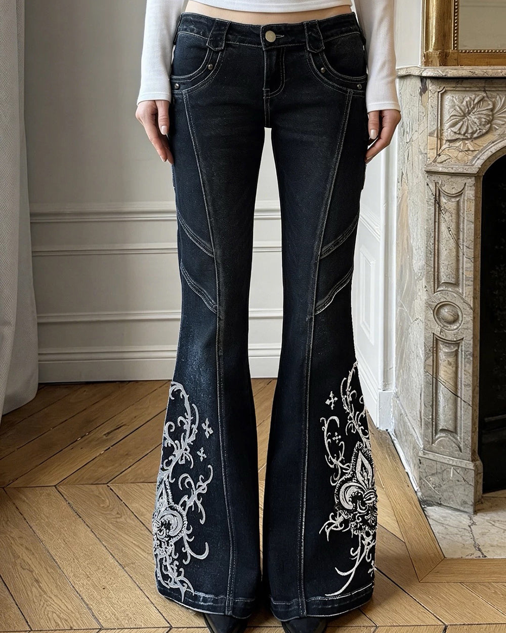 Grunge Aesthetic Flared Jeans
