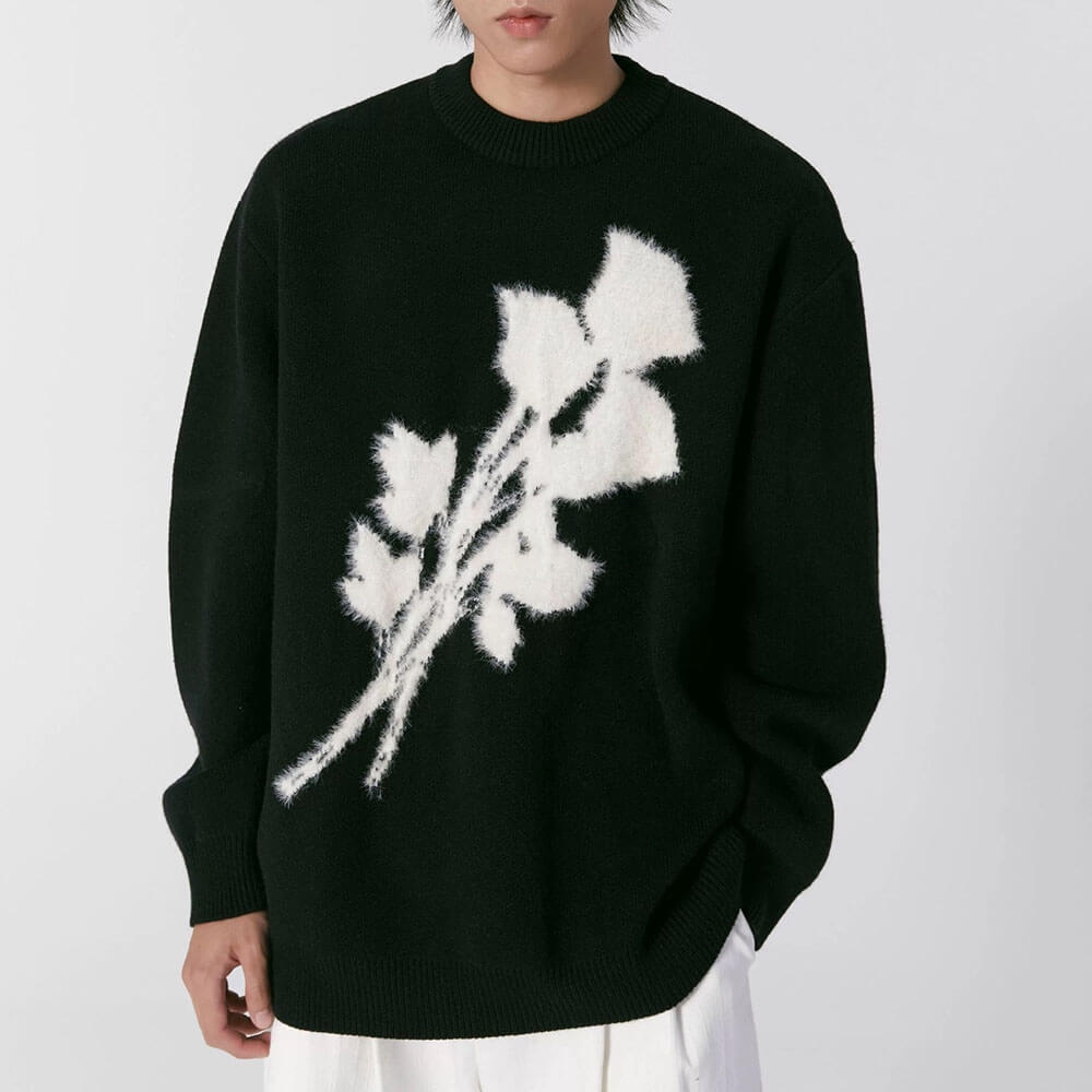 Grunge Aesthetic Rose Print Sweater