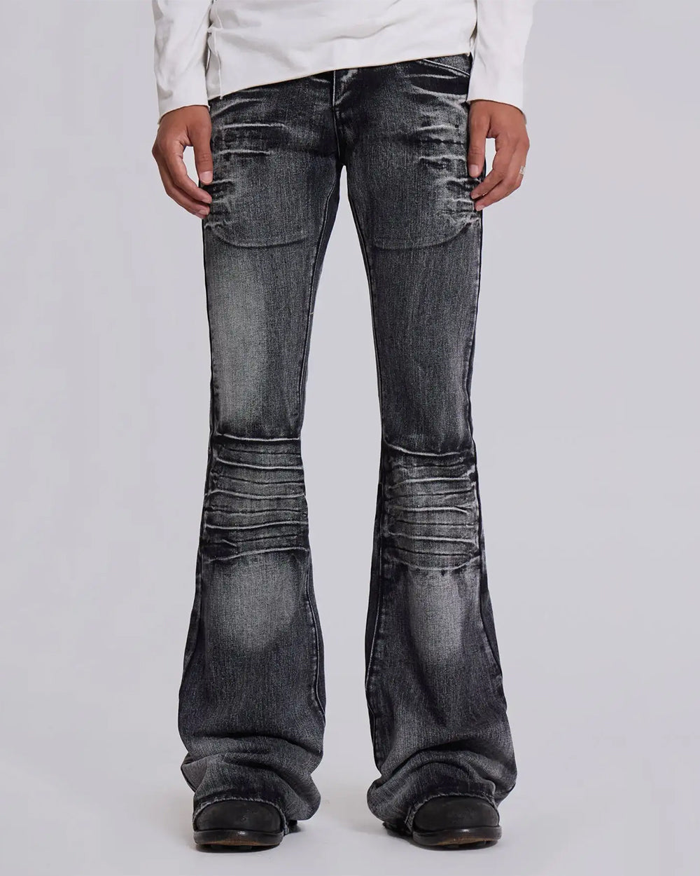 Grunge Distressed Flare Jeans