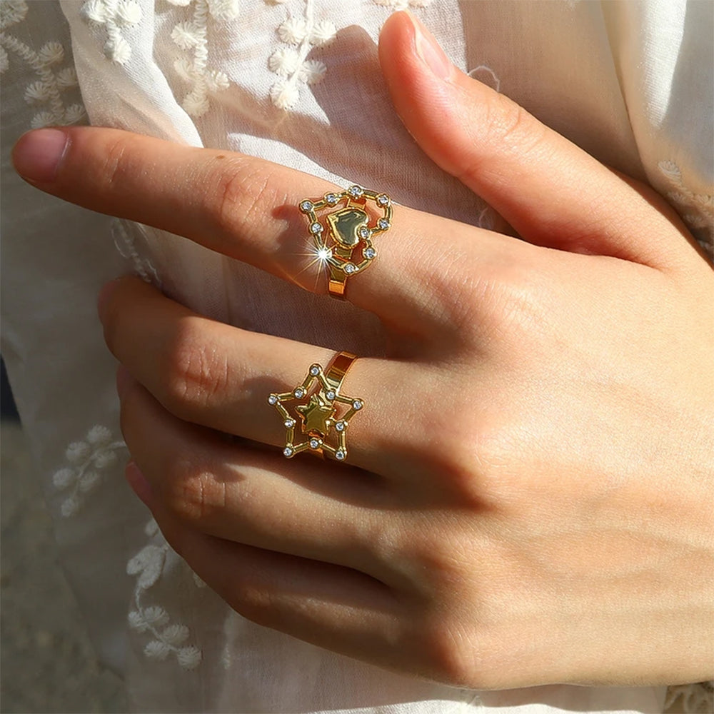 Heart & Star Aesthetic Ring
