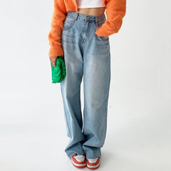 Heart Print Pocket Wide Leg Jeans