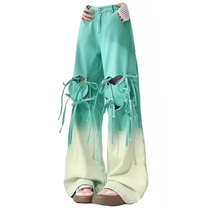 Knee-Heart Gradient Pants