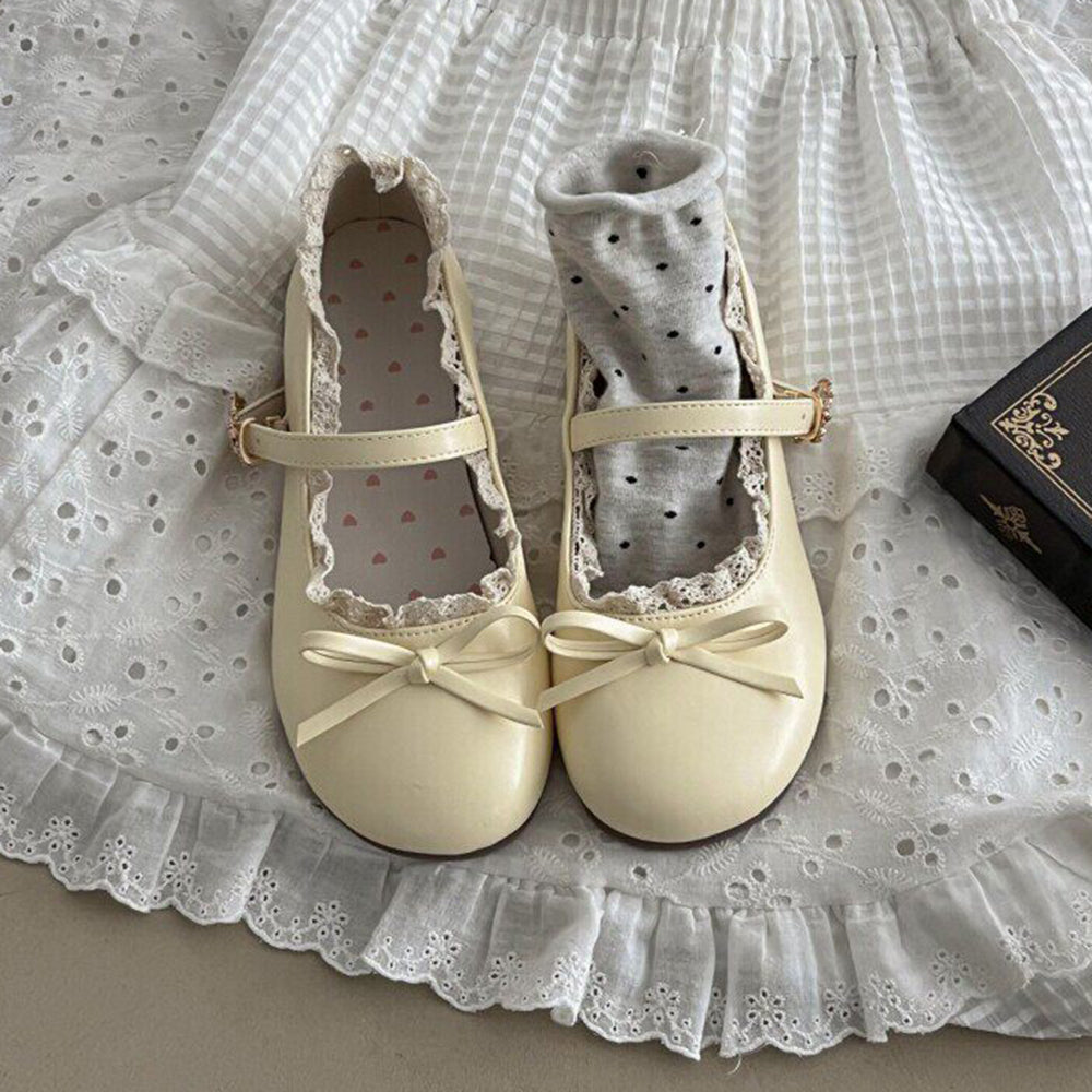 Pastel Dreams Lace Trim Mary Jane Flats