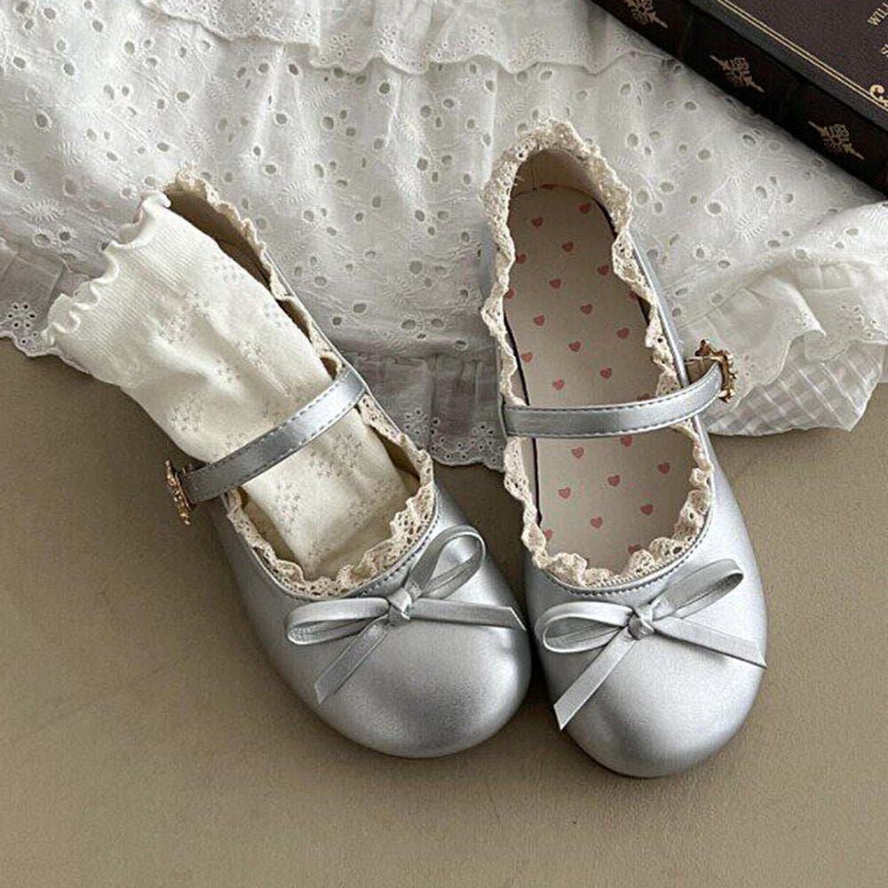 Pastel Dreams Lace Trim Mary Jane Flats