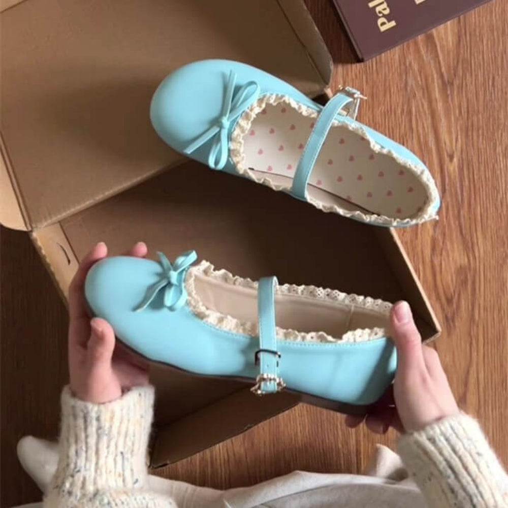 Pastel Dreams Lace Trim Mary Jane Flats