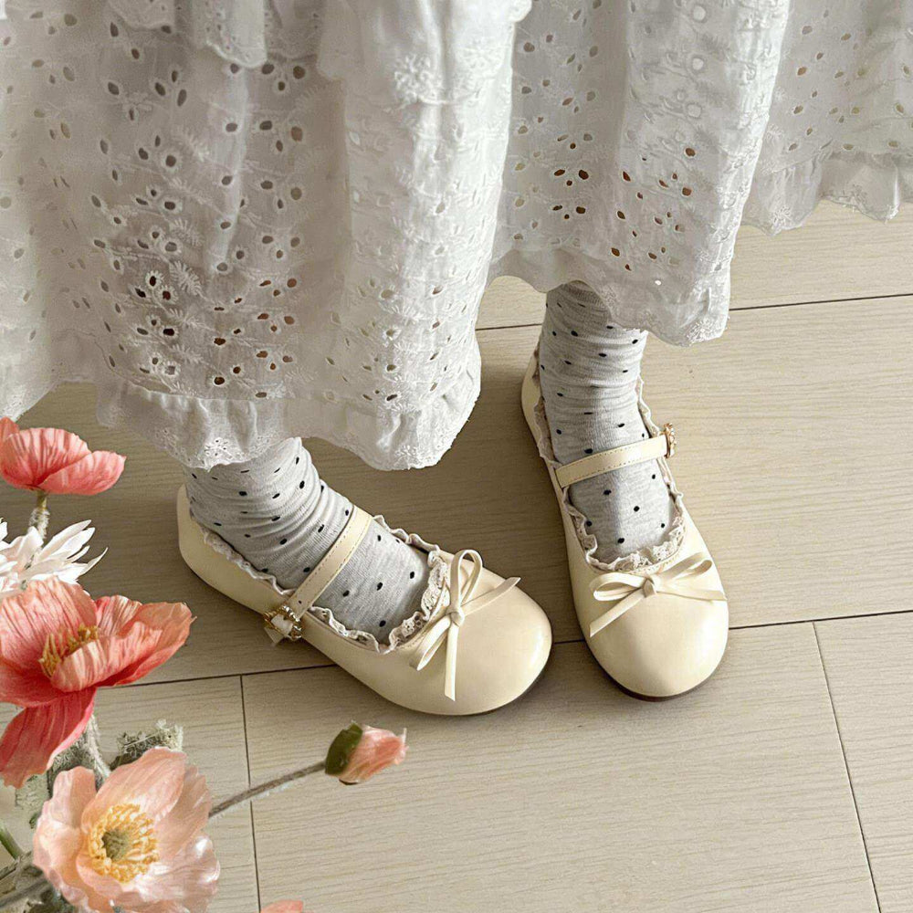 Pastel Dreams Lace Trim Mary Jane Flats