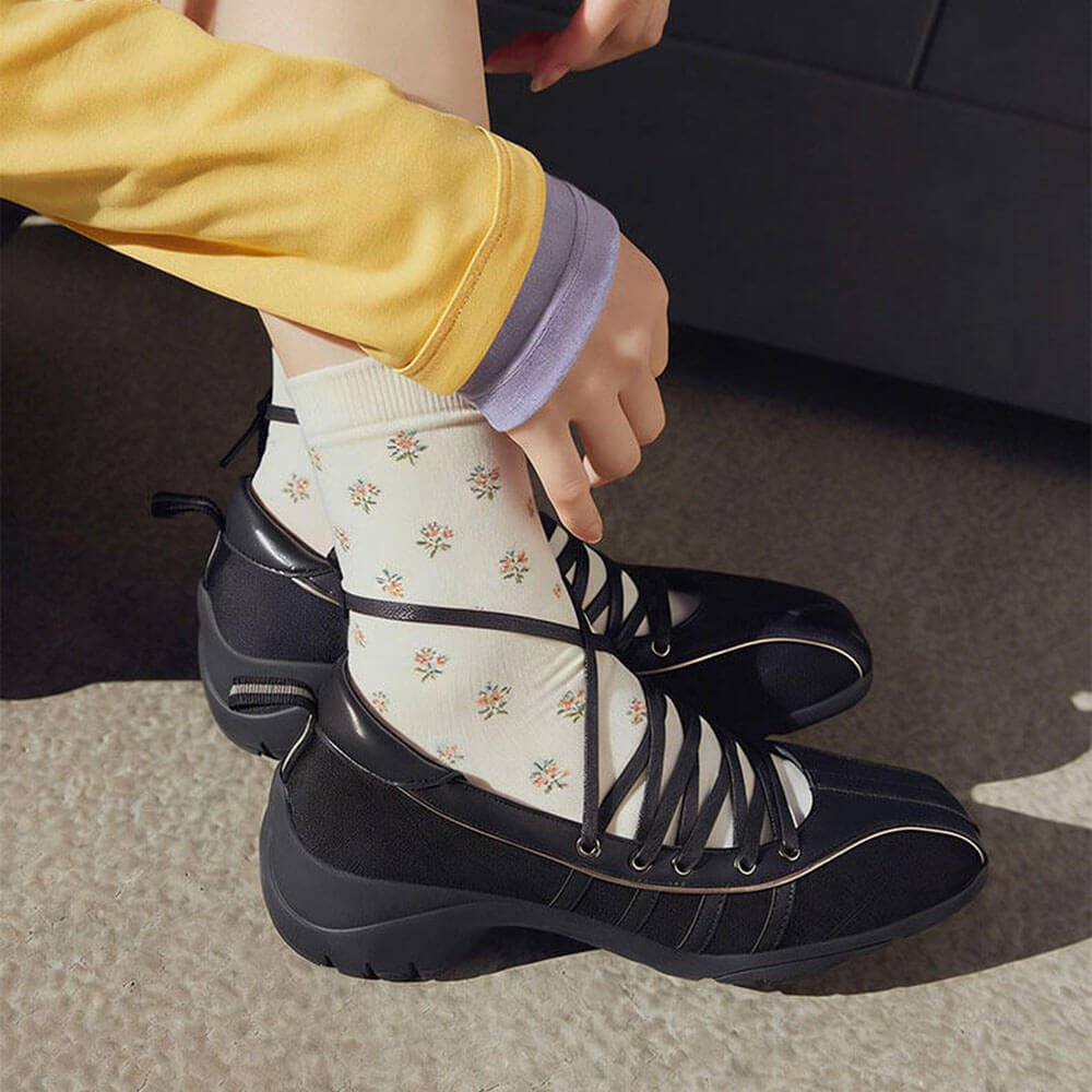 Model Behavior Lace Up Ballet Heeled Sneakers