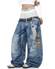 Nothing to Hide Layered Waist Graphic Jeans