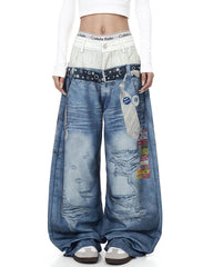 Nothing to Hide Layered Waist Graphic Jeans