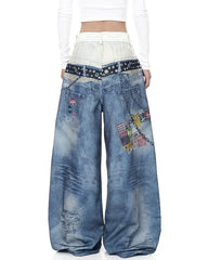 Nothing to Hide Layered Waist Graphic Jeans