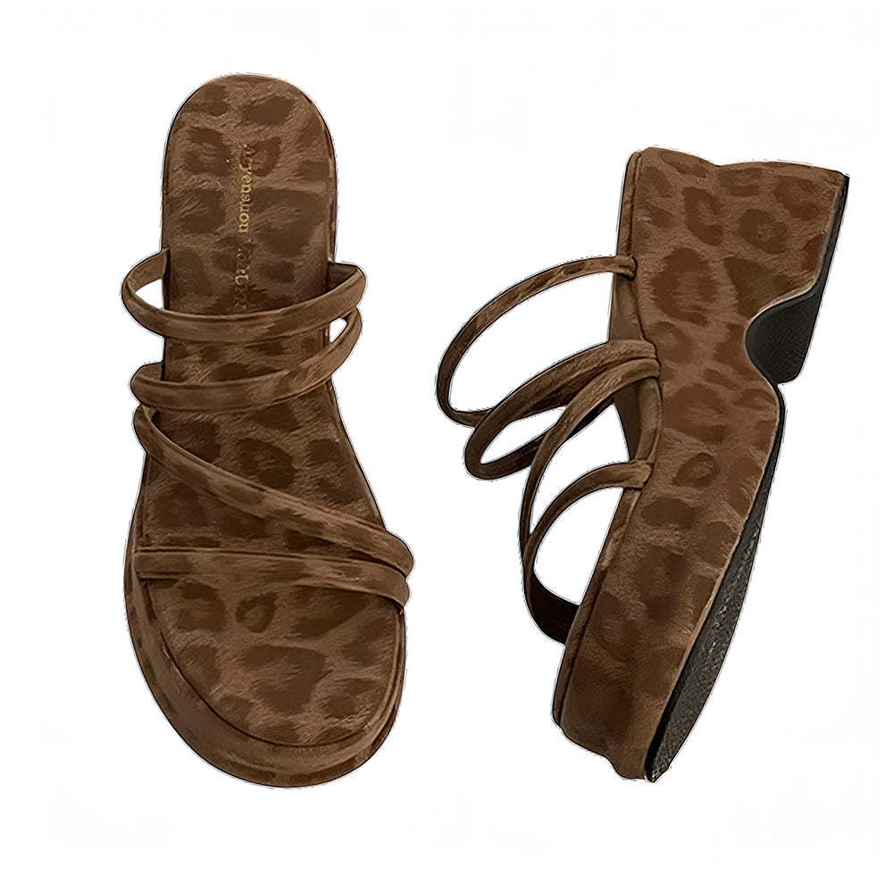 Leopard Print Open Toe Sandals