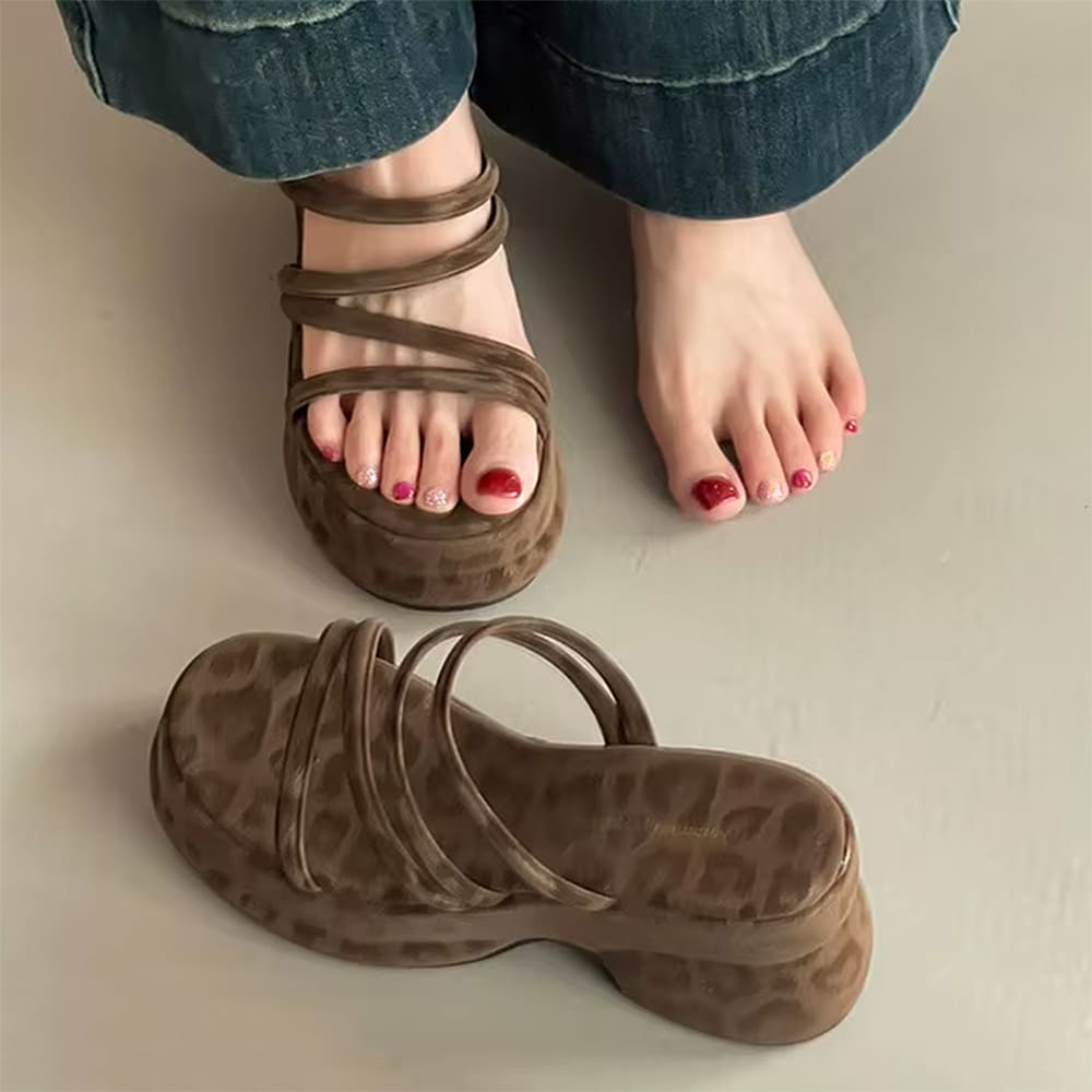 Leopard Print Open Toe Sandals