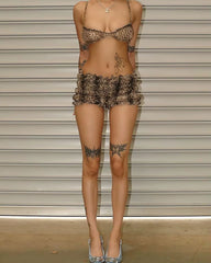 Wild Aura Leopard Print Top + Shorts Co-Ord