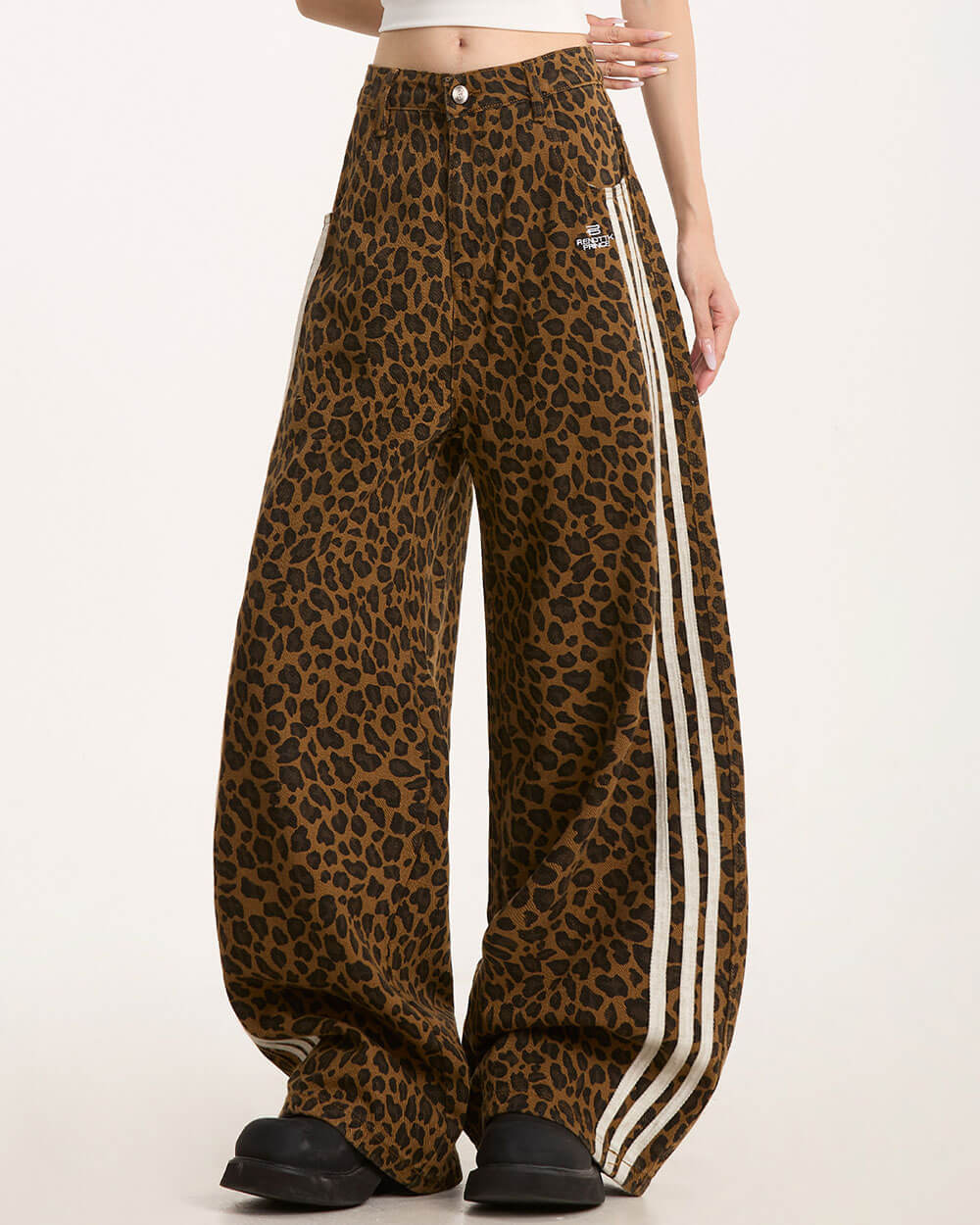 Wild Aura Leopard Print Wide-Leg Pants