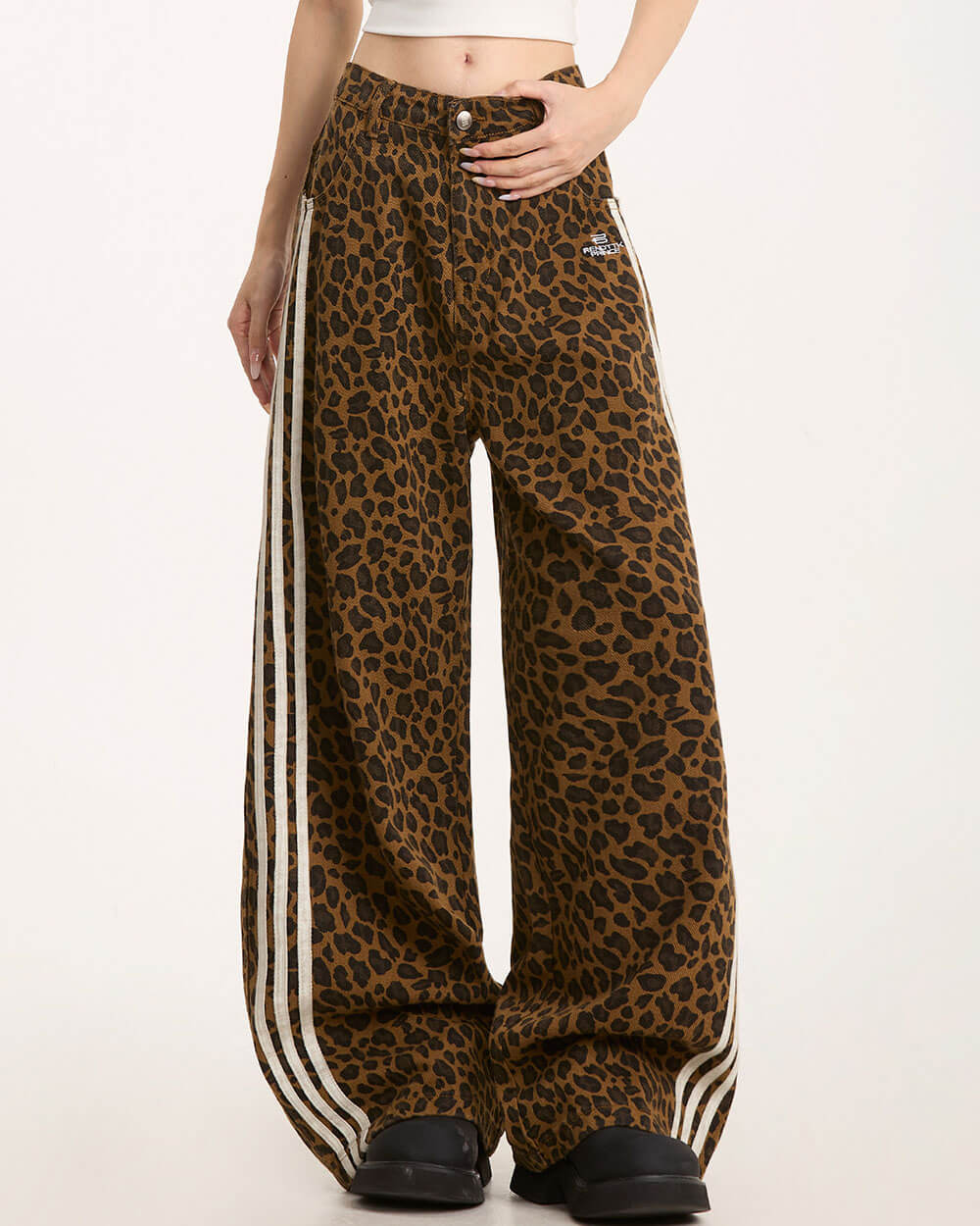 Wild Aura Leopard Print Wide-Leg Pants