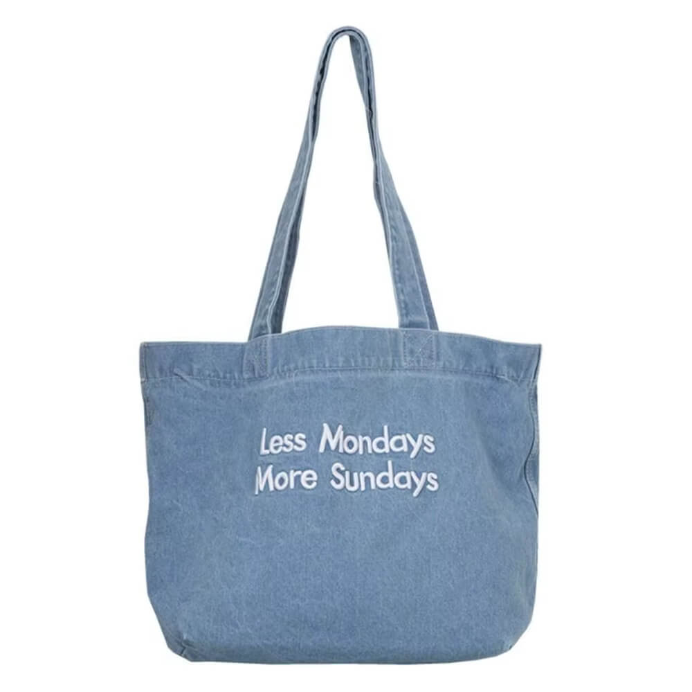 Less Mondays More Sundays Denim Bag