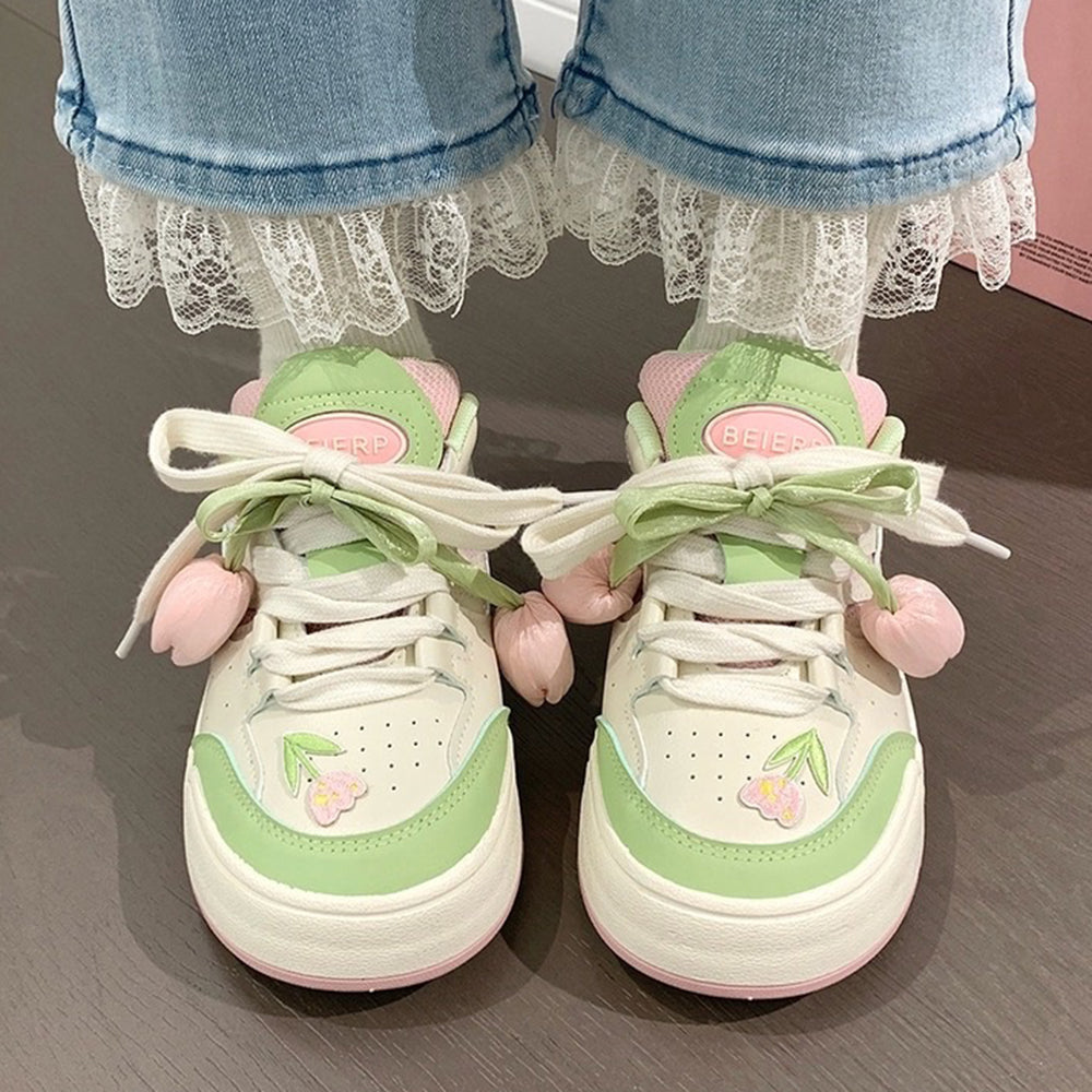 Mint Green Tulip Sneakers