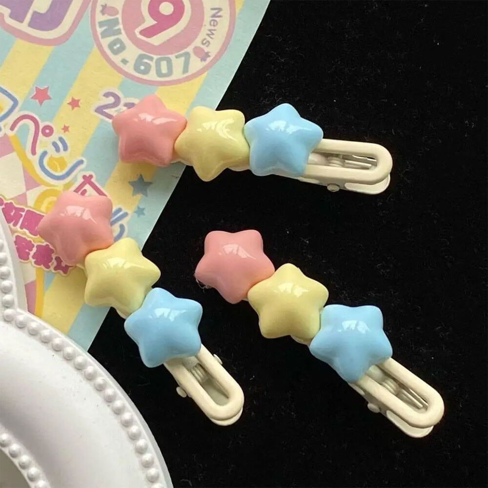 Pastel Stars Hair Clip 2pcs Set