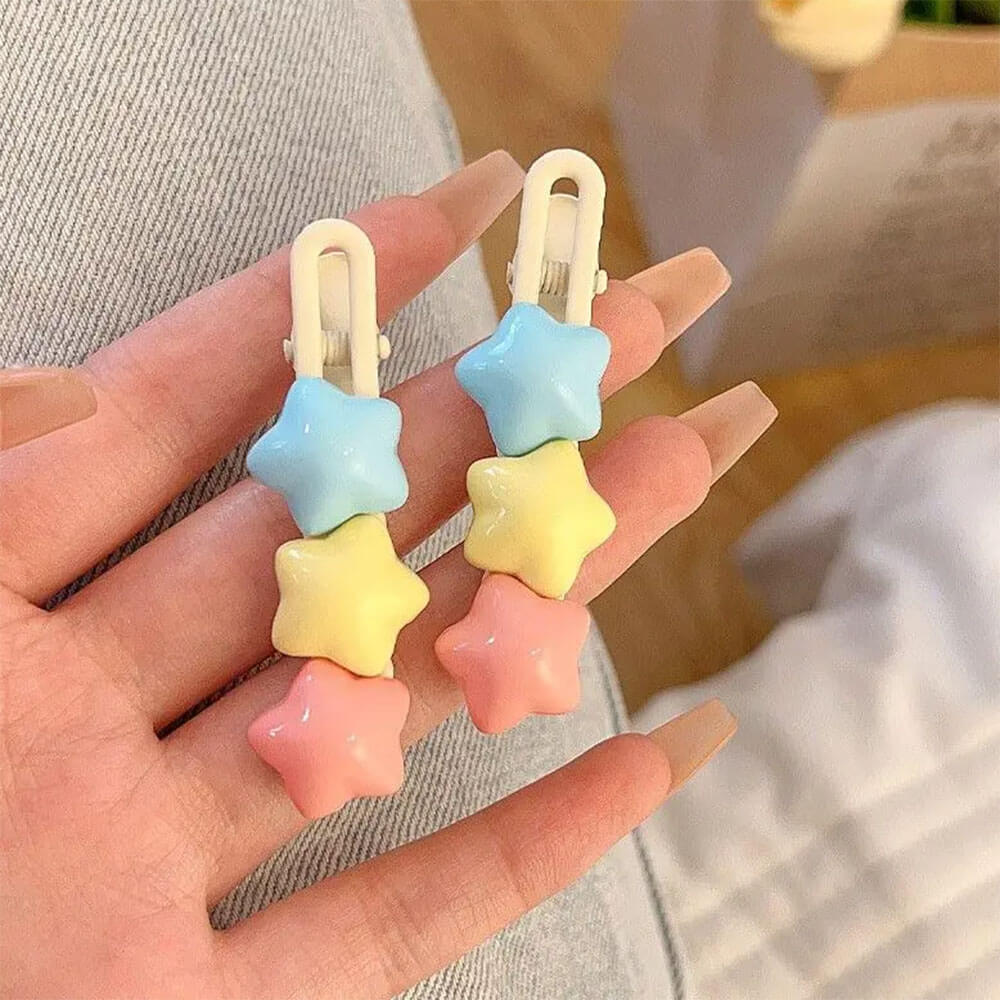 Pastel Stars Hair Clip 2pcs Set