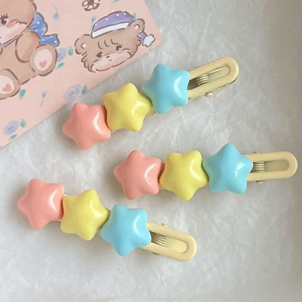 Pastel Stars Hair Clip 2pcs Set