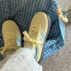 Pastel Yellow & Blue Stripe Sneakers