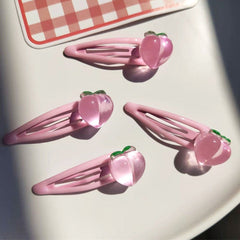 Peach Hair Clips 4 Pcs Set