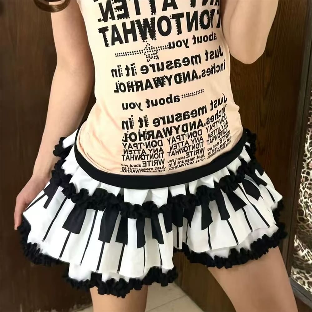 Play Me Something Piano Ruffle Mini Skirt