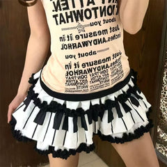 Play Me Something Piano Ruffle Mini Skirt