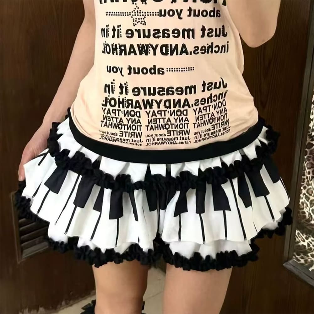 Play Me Something Piano Ruffle Mini Skirt