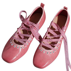 Picnic Gingham Ballet Lace Flats