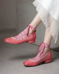 Picnic Gingham Ballet Lace Flats