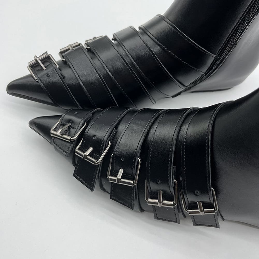 Paris Meeting Pointed Toe Buckle Boots