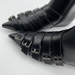 Paris Meeting Pointed Toe Buckle Boots