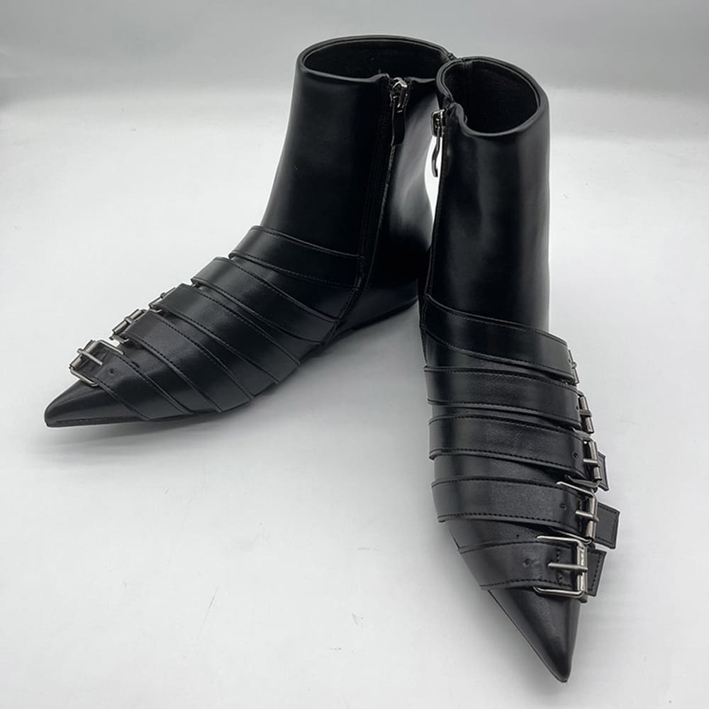 Paris Meeting Pointed Toe Buckle Boots
