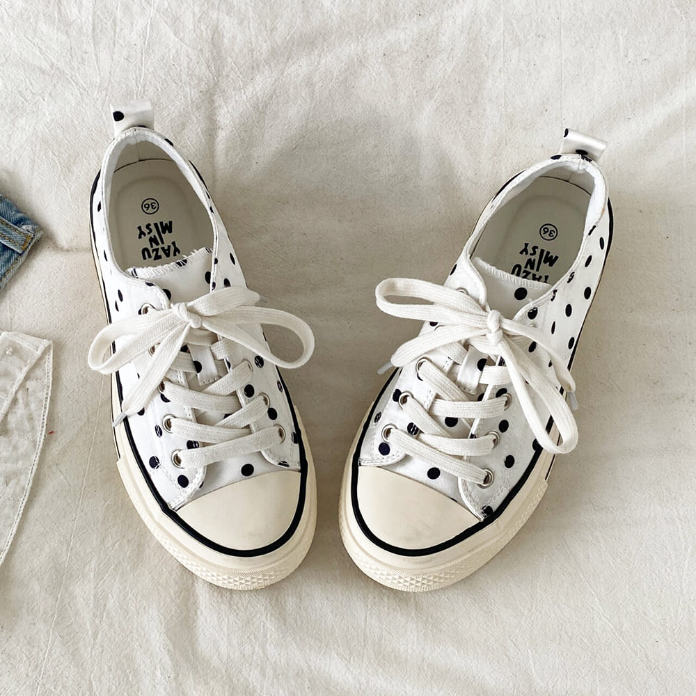 French Girl Polka Dot Canvas Shoes