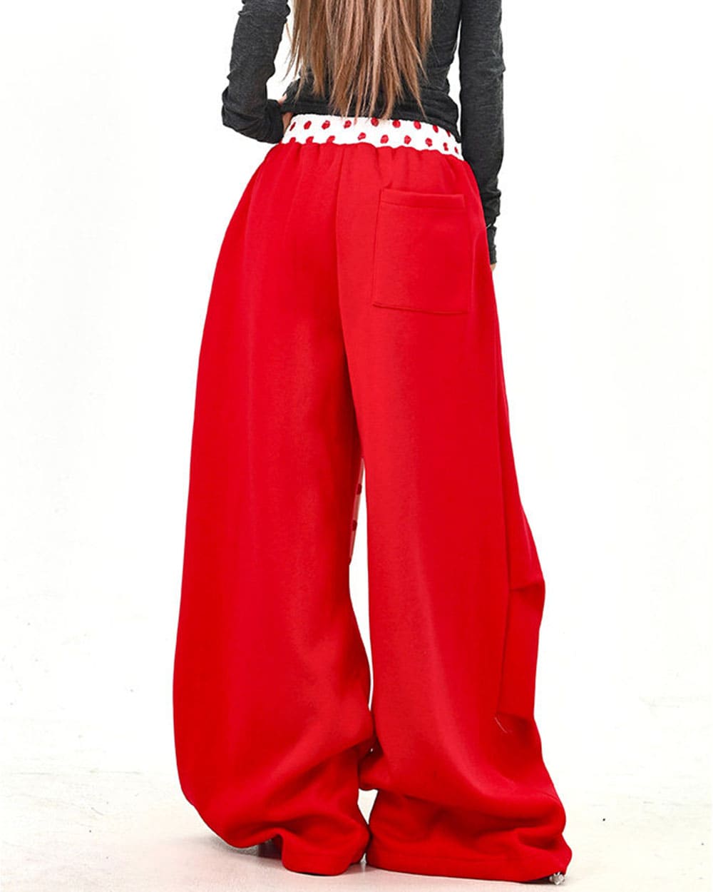 Polka Dot Belt Wide Leg Pants