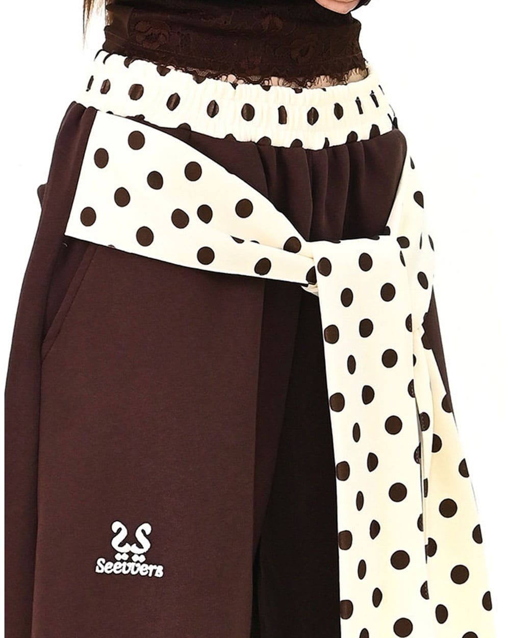 Polka Dot Belt Wide Leg Pants