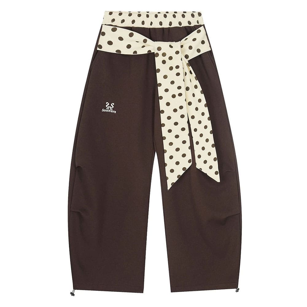 Polka Dot Belt Wide Leg Pants