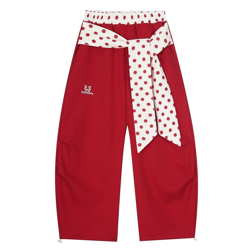 Polka Dot Belt Wide Leg Pants