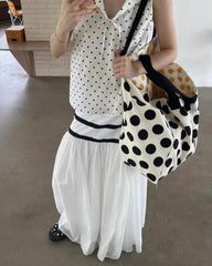 Polka Dot Canvas Shopper Bag