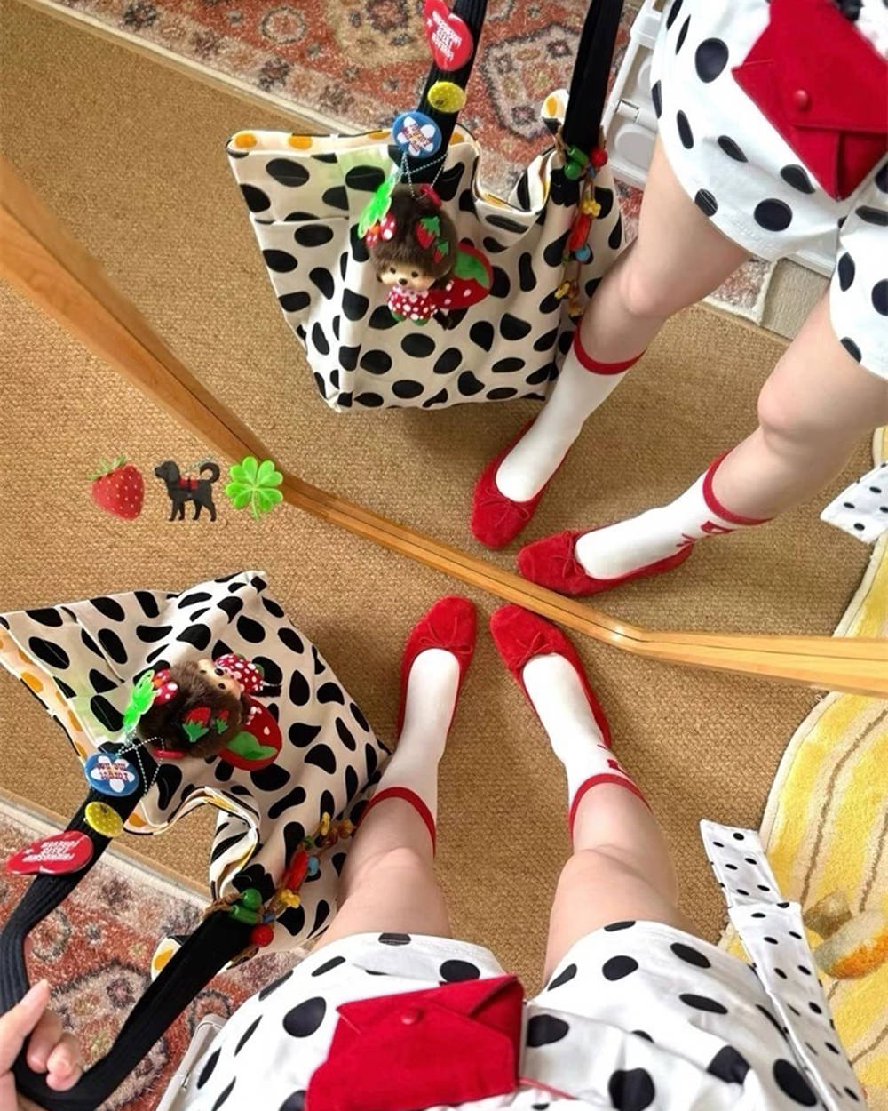 Polka Dot Canvas Shopper Bag